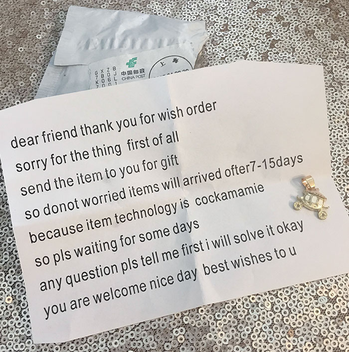 There Was A Mix-Up With An Item I Ordered From China. The Seller Sent Me A Note And A Little Gift To Tide Me Over Until The Correct Item Arrived. 10/10 Apology