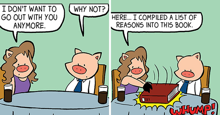 I Made 20 Comics Showcasing A Little Pig’s Dating Fails