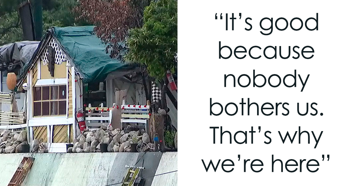 Homeless Man Builds Entire Makeshift House With Lights And Stove Next To LA Freeway