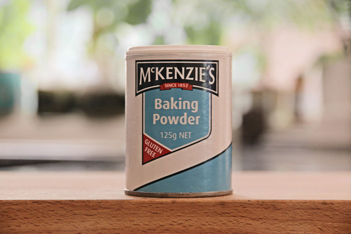 close up view of a package of a barking powder