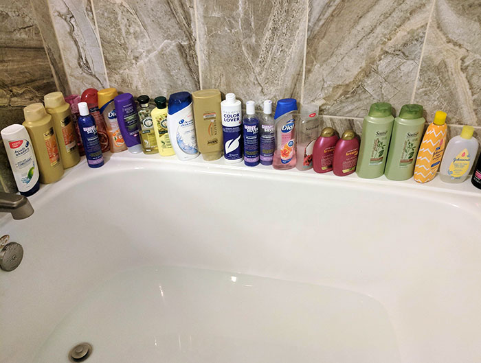 My Wife Never Finishes A Bottle Of Shampoo Or Body Wash Before Buying A New Kind And Leaving The Old Ones