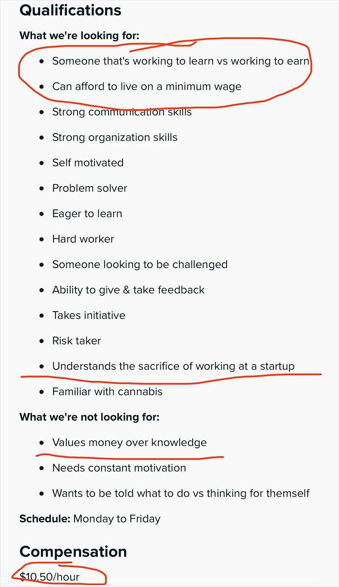 Ridiculous Job Posting Lists "Can Afford To Live On Minimum Wage" As A Qualification