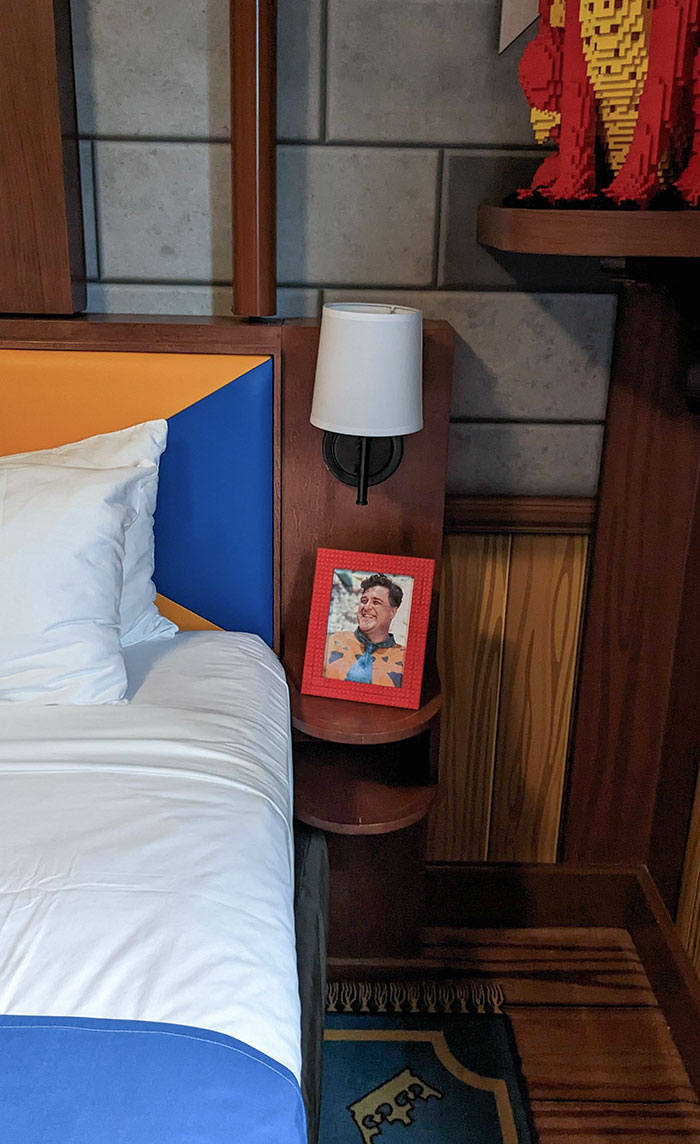 Whenever I Stay At A Hotel, I Always Request A Photo Of John Goodman By The Nightstand. Legoland Is The Only Hotel That Delivered In The 10+ Years I've Been Requesting It