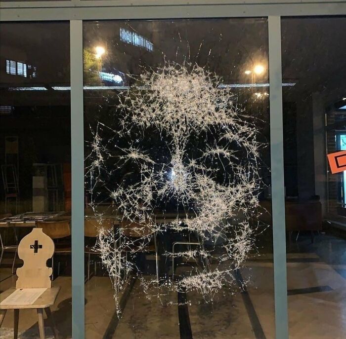 Simon Berger Creates Art By Cracking Glass Panes With A Hammer, A Slow And Precise Process Due To The Risk Of Shattering The Whole Thing. By @simonberger.art