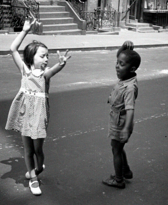 Two Little Kids Dancing On The Streets Of New York City, C. 1940