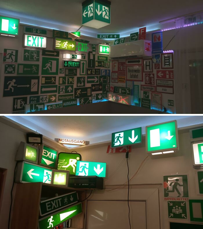 These Are Most Of The Exit And Fire Safety Signs I Collected Over The Past 2 Years