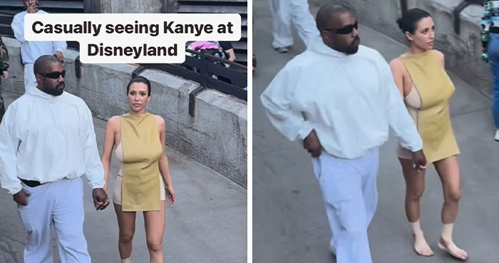 People Stunned By One More Bizarre Bianca Censori Look As She Walks Barefoot Around Disneyland