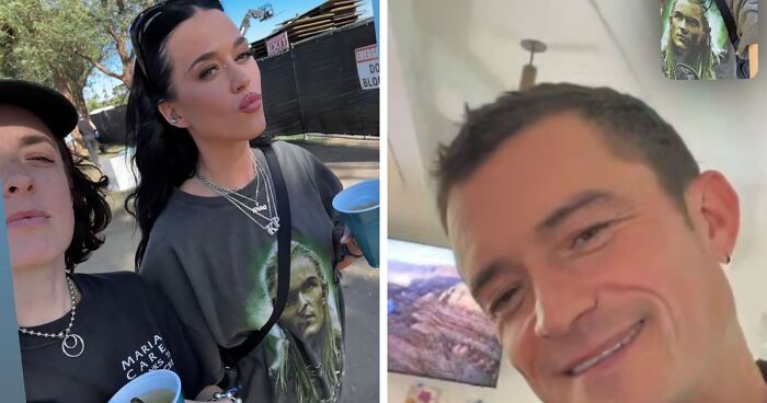 Fangirl Katy Perry Wears T-Shirt With Orlando Bloom’s Face And Video Calls Him From Coachella