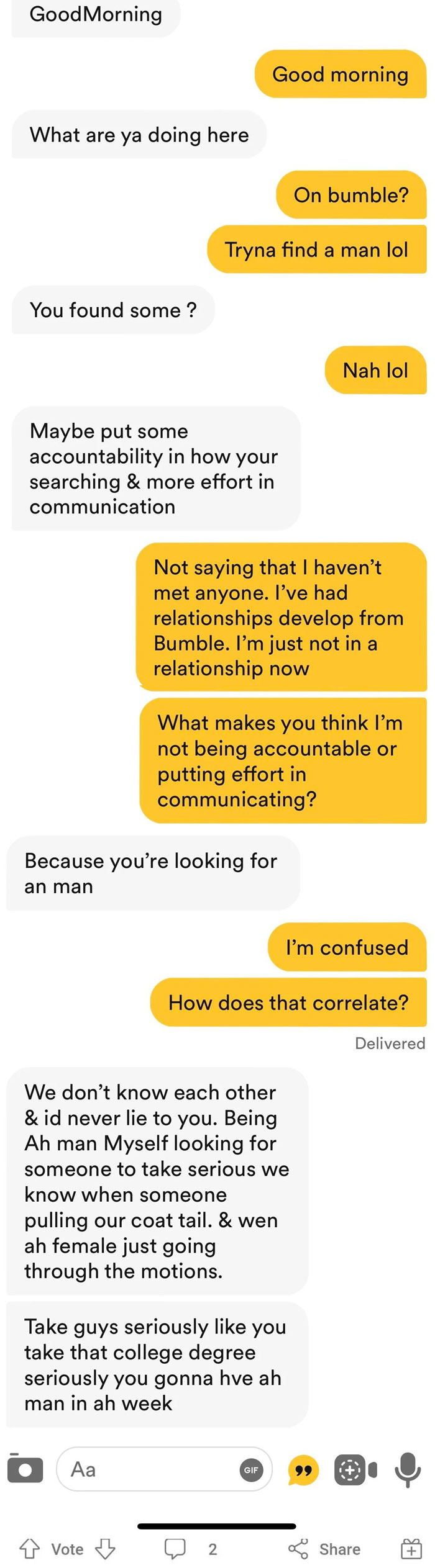 Riveting Convo On Bumble
