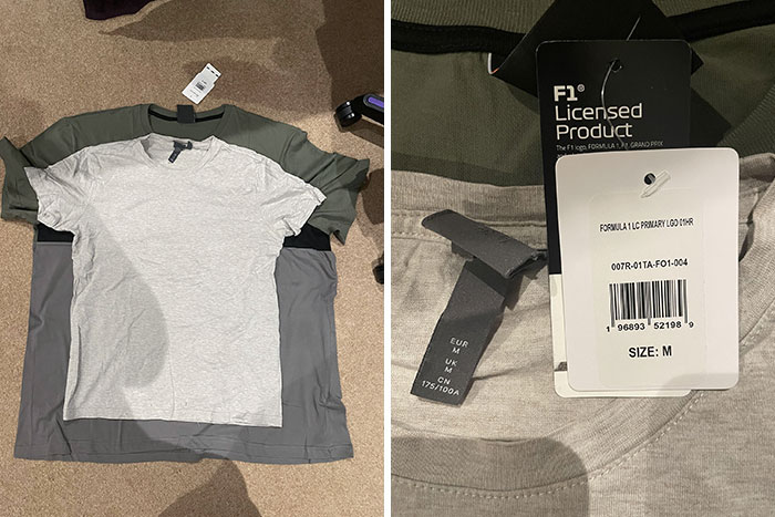 The "Medium" Sized T-Shirt I Got My Husband For Christmas With An Actual Medium Shirt On Top. There Are Slight Size Differences, And Then There Is This