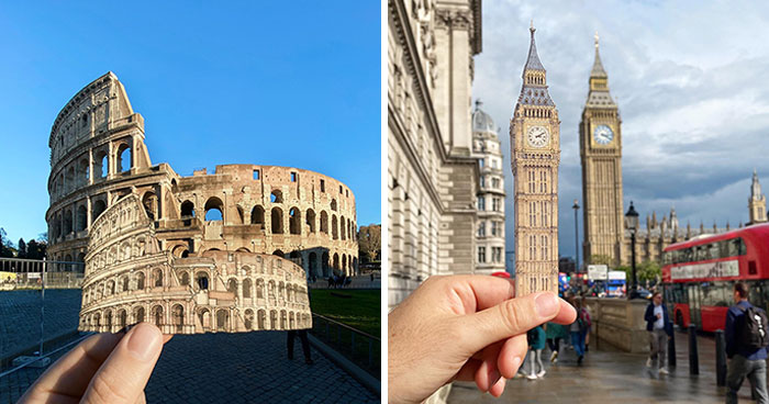 30 Pics Of Iconic Landmarks’ Illustrations Side By Side With Their Real-World Matches