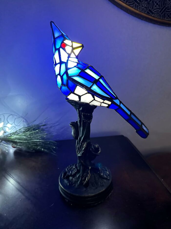 Brighten Your Space With A Stained Glass Bird Accent Lamp: Whimsical Touch For Cozy Ambiance