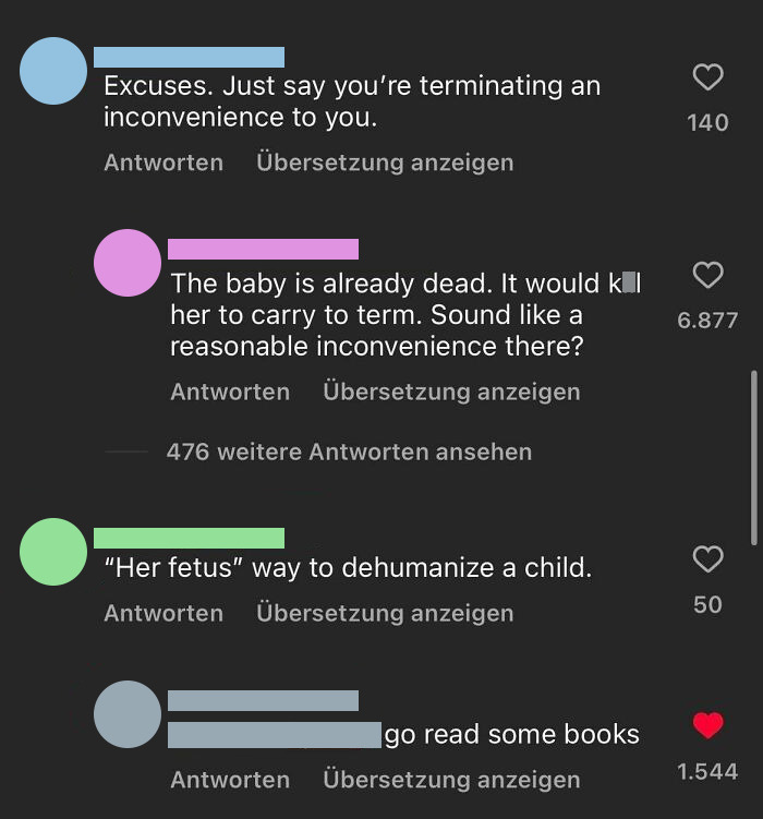 Comments I Found Under A Video About A 31 Year Old Woman In Texas That Isn‘T Allowed To Have An Abortion Despite Her Life Being In Danger