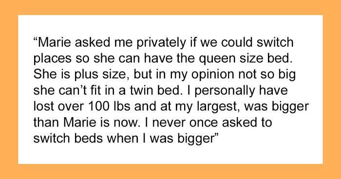 Woman Cries After Getting The Smallest Bed On Trip, Uses Her Weight To Try And Get A Bigger One
