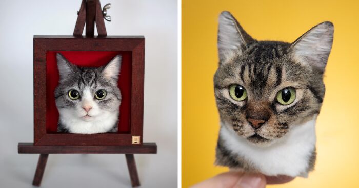 This Japanese Artist Crafts Hyper-Realistic 3D Cat Portraits From ...