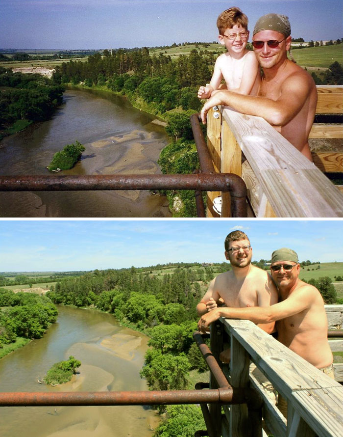 My Dad And I Had The Chance To Take A Trip We Had Taken Once, 15 Years Ago. I Decided To Recreate A Photo As A Tribute