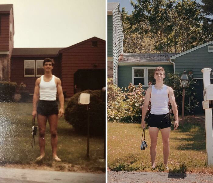 For Father’s Day This Year I Recreated My Favorite Picture Of My Dad. Him After Graduating High School In 1980 And Me After Graduating Today