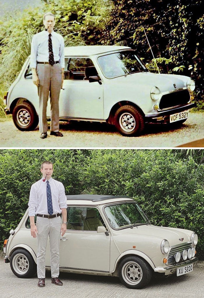My Grandfather With His Mini, And Me With Mine