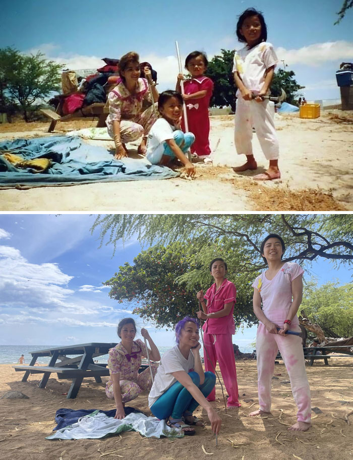 My Sisters And I Recreated A Photo At The Same Beach In Hawaii (1991 To 2022)
