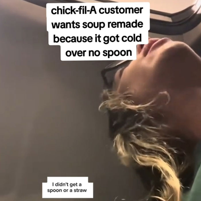 Woman Secretly Marks Soup Container To Catch Chick-fil-A Workers In Bizarre “Karen” Video Woman Secretly Marks Soup Container To Catch Chick-fil-A Workers In Bizarre “Karen” Video