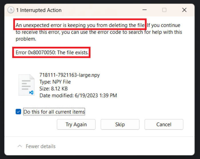 Windows 11 - You Cannot Delete This Because The File Exists