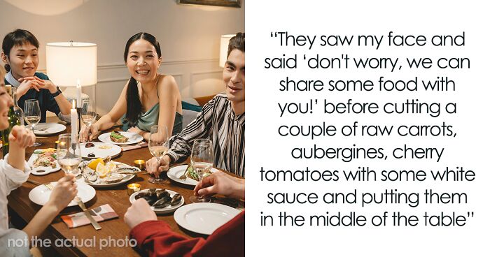 Woman Upset After Being Invited To Dinner Party Where She Was Served Salad While Others Had A Feast