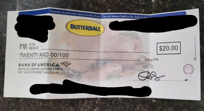 This Was My Dad's Only Christmas Bonus From The Company He's Worked At For Over 20 Years: A $20 Off Coupon For A Frozen Turkey