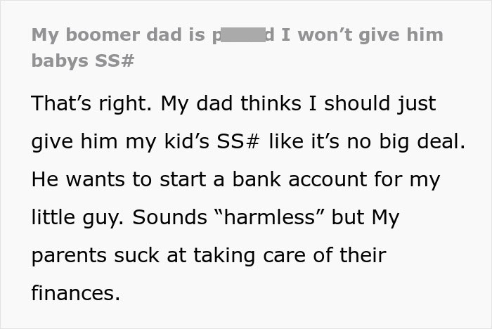 Woman Is Suspicious Of Her Dad After He Repeatedly Requests Her Baby's Social Security Number