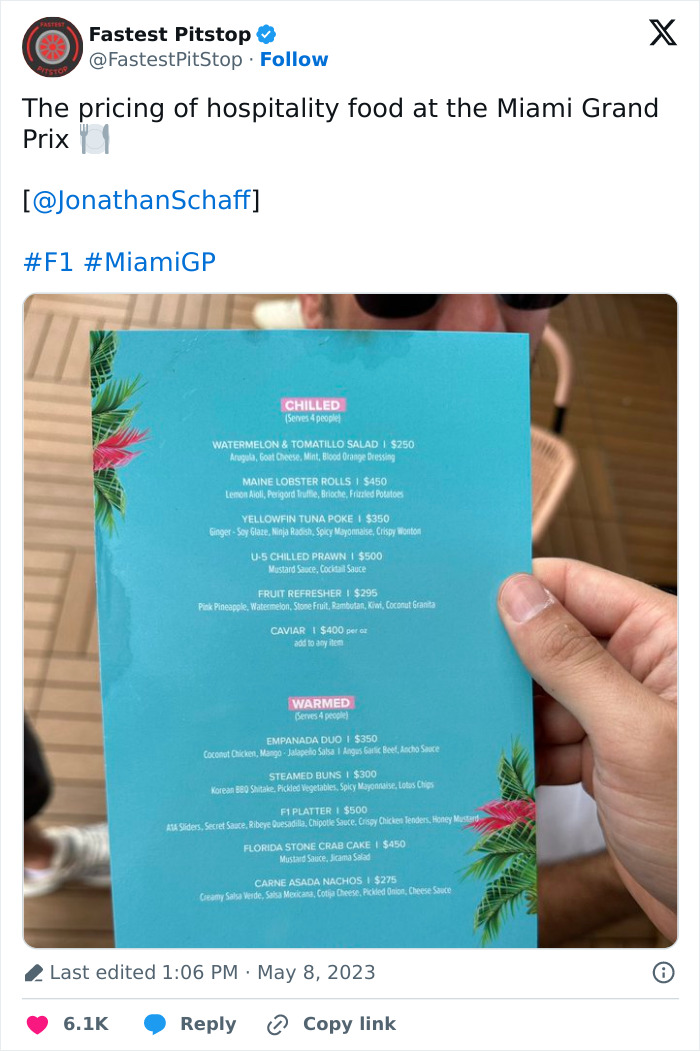 The Menus From Formula 1 Have Gone Viral For All The Wrong Reasons, Here’s How People Reacted The Menus From Formula 1 Have Gone Viral For All The Wrong Reasons, Here’s How People Reacted