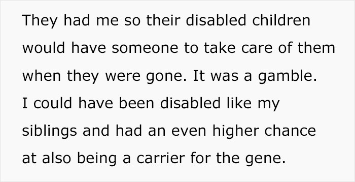 Son Infuriates Parents By Telling Them He Won't Be A Carer For His Two Disabled Siblings Son Infuriates Parents By Telling Them He Won't Be A Carer For His Two Disabled Siblings
