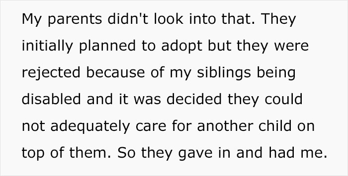 Son Infuriates Parents By Telling Them He Won't Be A Carer For His Two Disabled Siblings Son Infuriates Parents By Telling Them He Won't Be A Carer For His Two Disabled Siblings