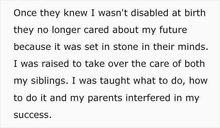 Son Infuriates Parents By Telling Them He Won't Be A Carer For His Two Disabled Siblings Son Infuriates Parents By Telling Them He Won't Be A Carer For His Two Disabled Siblings