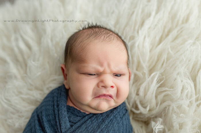 Newborn Grumpy Baby Breaks The Internet With Squishy Cheeks, Zero Smiles, And All Sass Newborn Grumpy Baby Breaks The Internet With Squishy Cheeks, Zero Smiles, And All Sass