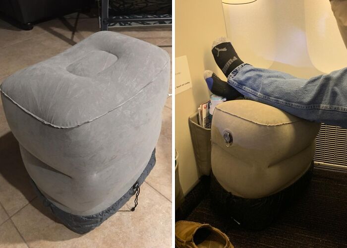 Now You Can Look Down At Everyone Else In Cattle Class While You Enjoy Mile-High Comfort With A Foot Rest Pillow For Travel