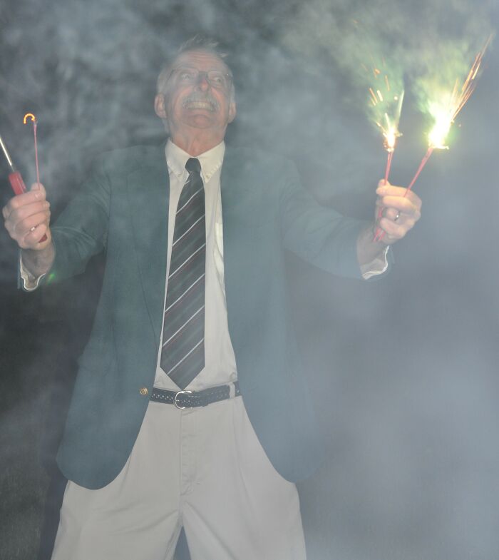 Had Sparklers At My Wedding Reception Last Night. I Think They Won Over My Father-In-Law