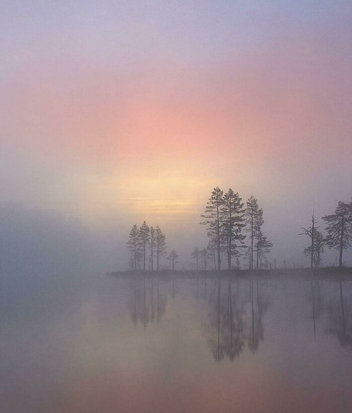 Misty Sunrise In Finland 📸raija Kokkola