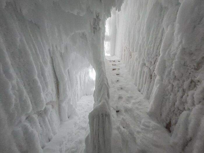 Frozen Staircases Of Abandoned Soviet Residential Buildings In A Ghost Town Beyond The Arctic Circle