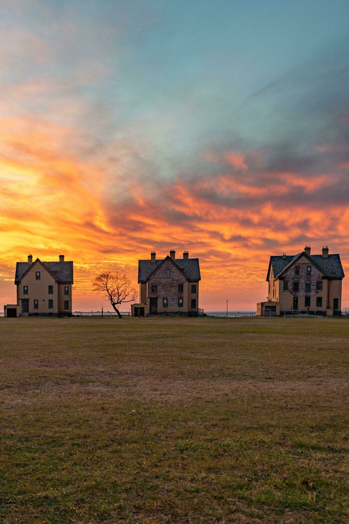 Abandoned Houses With Beautiful Sunset 