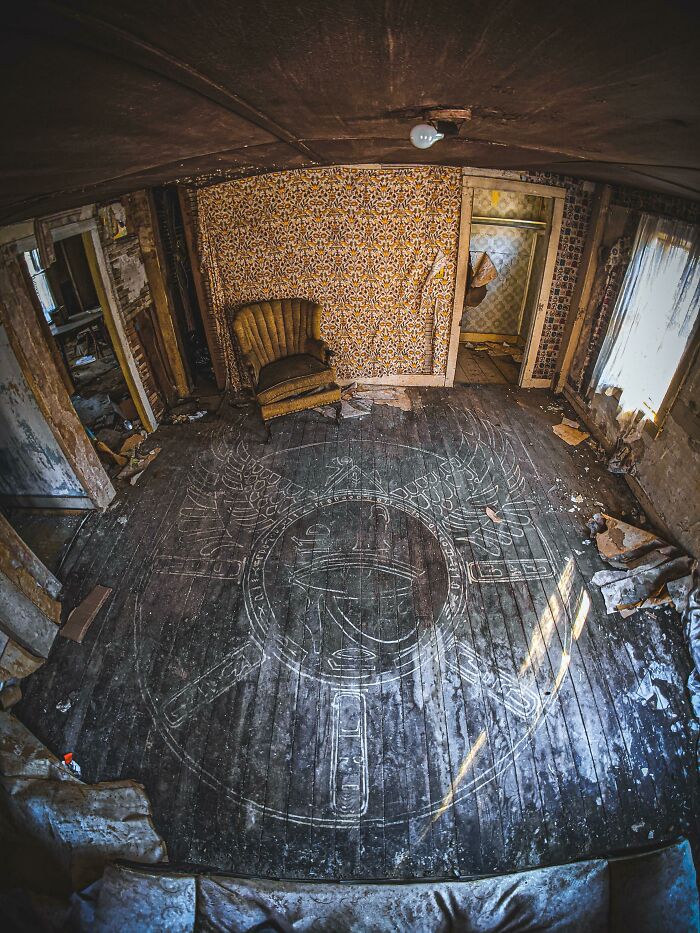 Massive Symbol On Floor Of Abandoned House