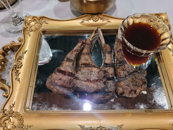 Lamb Chops On A Baroque Framed Mirror. When Is The Cocaine Course Served?