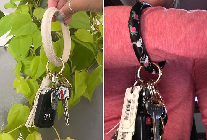 A Snazzy Leather Key Ring That Makes It Impossible To Loose Her Keys