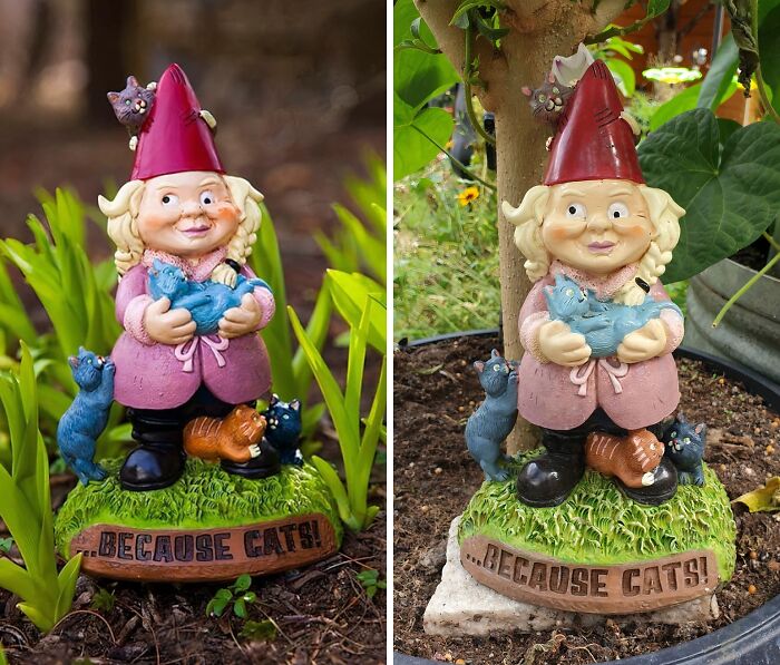Turn Your Garden Into A Kitty Paradise With This Crazy Cat Lady Garden Gnome
