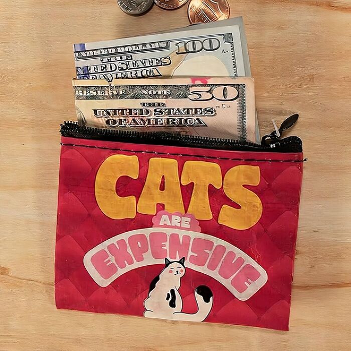 Money Talks, Cats Meow - Show Your Love For Cats With This 95% Recycled Material Purse!
