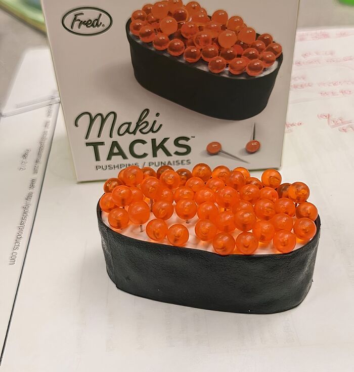 Fun Touch To Your Desk With Sushi Pushpins And Holder