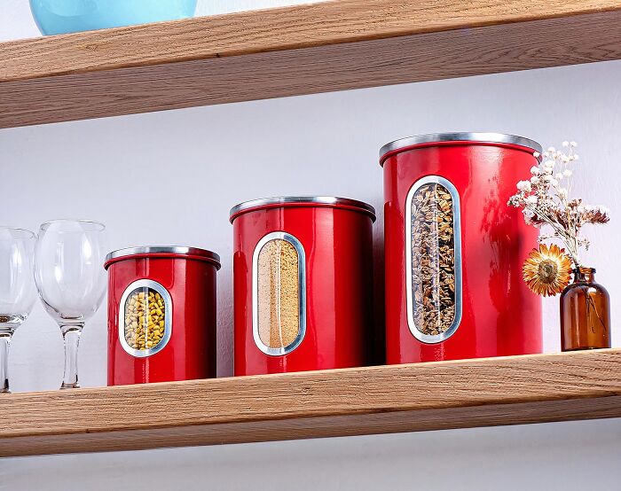 You Can Dress The Part But Your Kitchen Still Needs That Boho Touch To Complete The Lifestyle. This 3-Piece Red Canisters Sets Brings The Perfect Touch Of Vintage To Your Kitchen