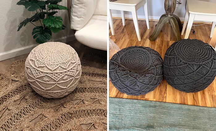 Don’t Listen To Them, There Is No Such Thing As ‘Too Much Macrame’! This Macrame Ottoman Pouf Is A Non-Negotiable