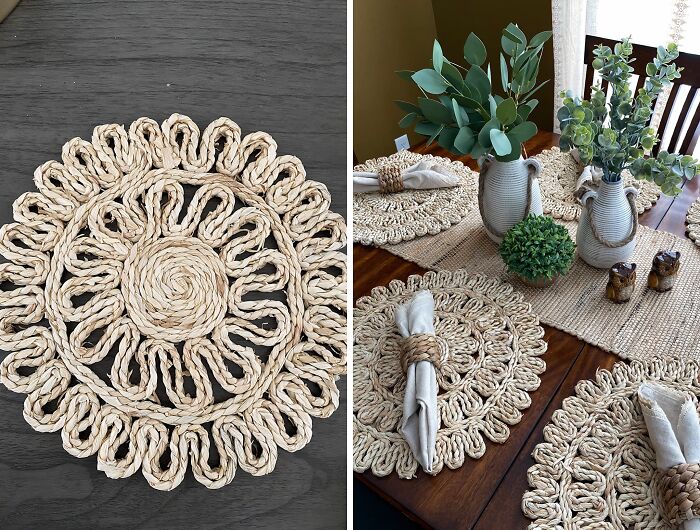 Give Your Dinner Party The Boho Treatment With This Rustic Set Of Round Woven Placemats 