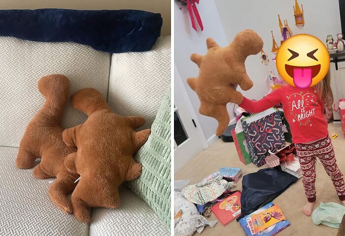 A Dino Chicken Nugget Shape Pillow Set Is A Dino-Mite Addition To Your Pillow Fort