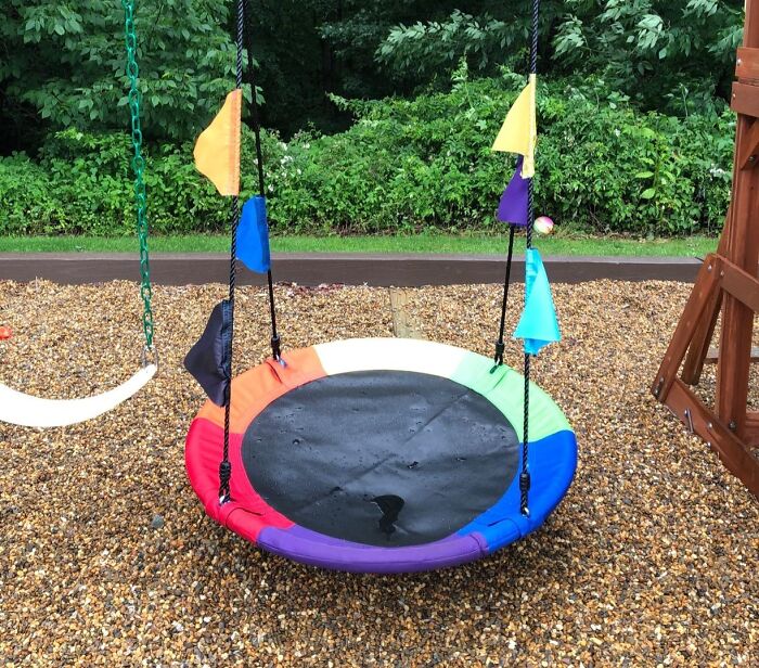  Even The Humble Backyard Swing Gets The Gen Alpha Treatment With This Funky Saucer Swing For Kids 