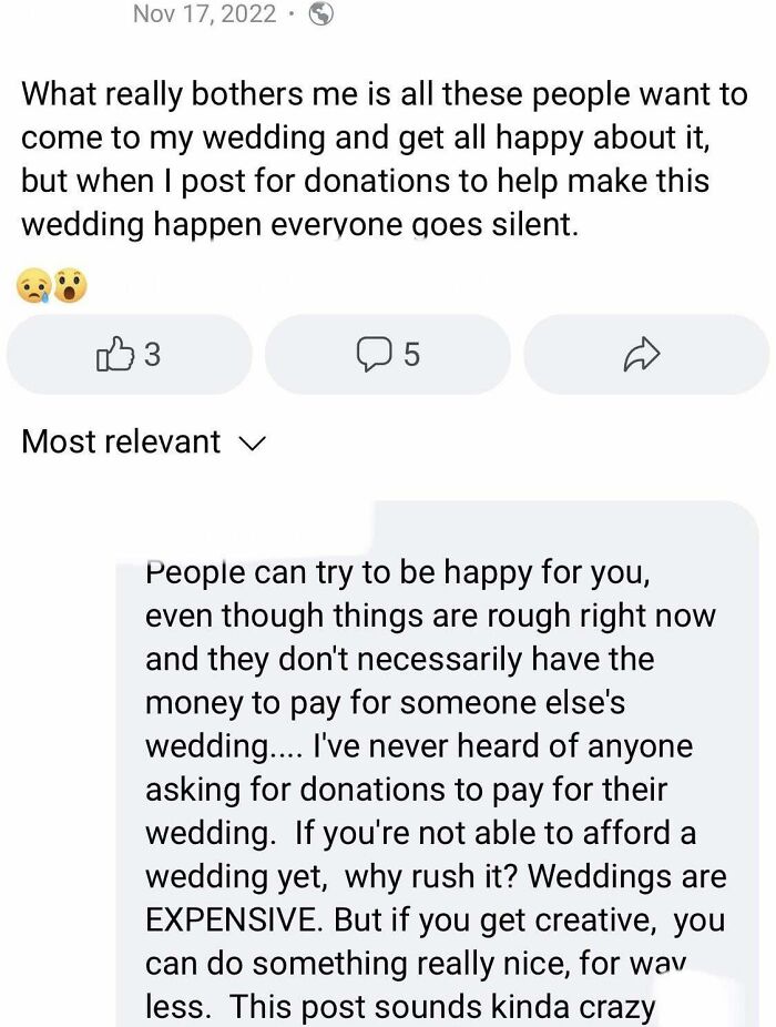 My Cousin Is Butthurt That No One Is Donating To Their Wedding …